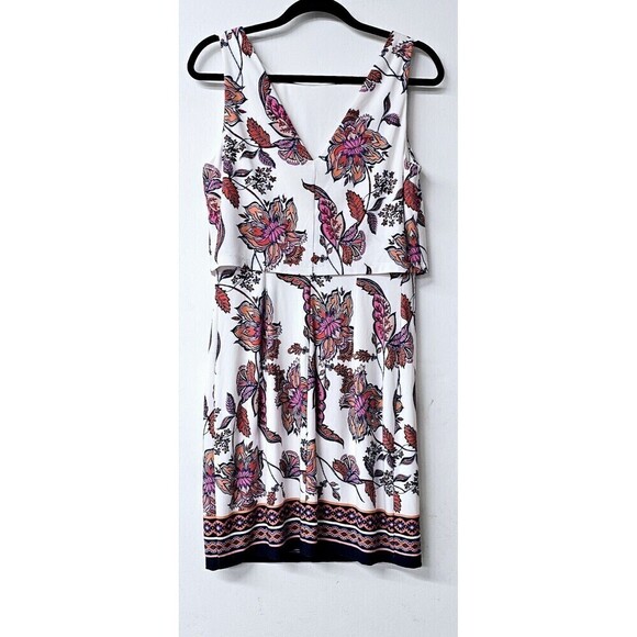 VINCE CAMUTO Floral Geometric Mini Dress Boho Multicolored Size 10 NWOT - Picture 1 of 4